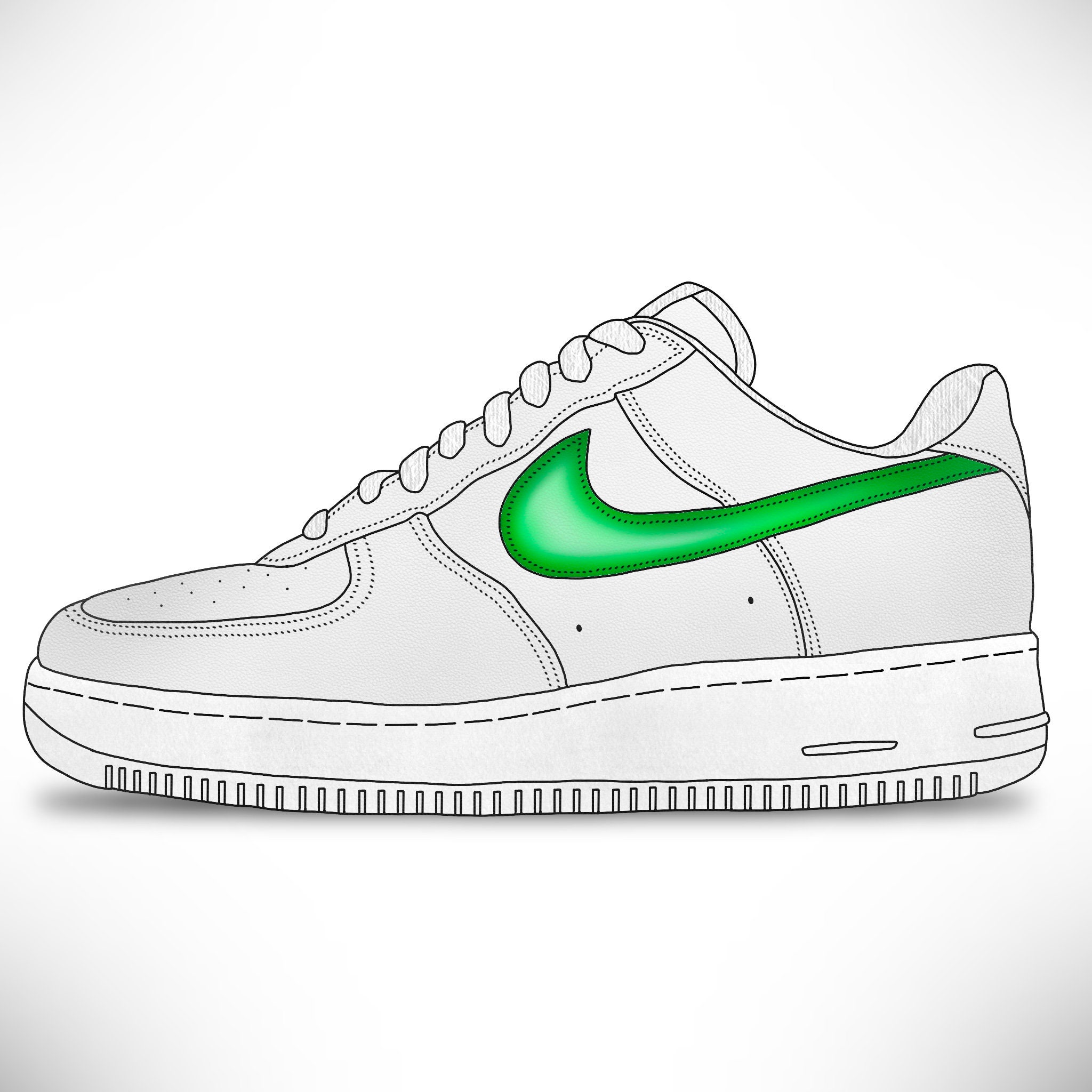 Nike Air Force 1 Neon Swoosh - Etsy