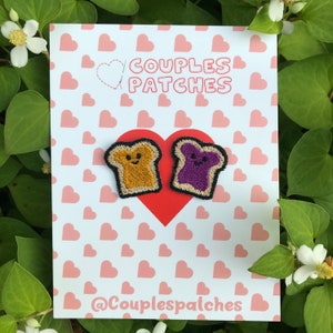 Peanut Butter & Jelly | CouplesPatches |  Iron on embroidered patch, 1 inch