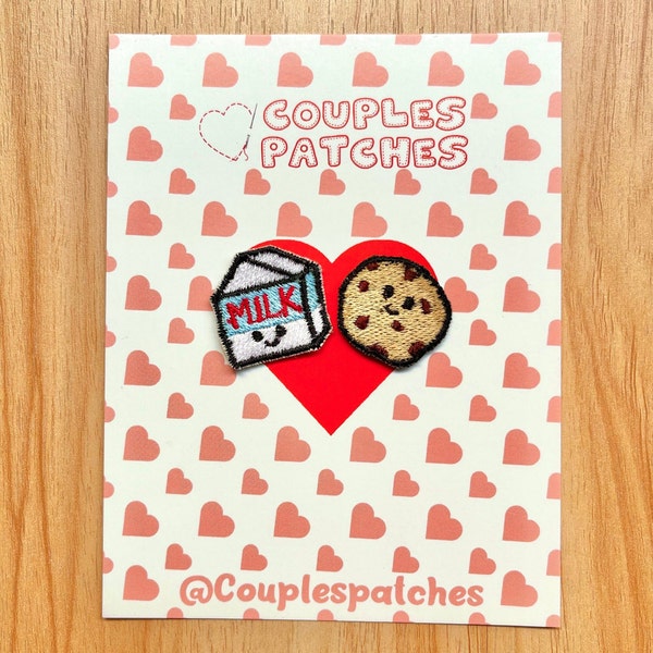 Milk & Cookies | CouplesPatch |  Iron on embroidered patch, 1 inch