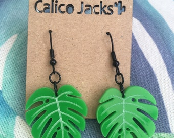 Monstera leaf drop earrings