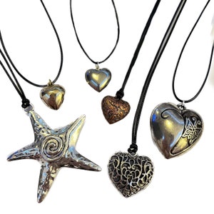 Puffy Heart Necklace | Puffy Heart Choker | Large Heart Necklace | Gold Heart Choker | Silver Necklace | Statement Necklace Star necklace