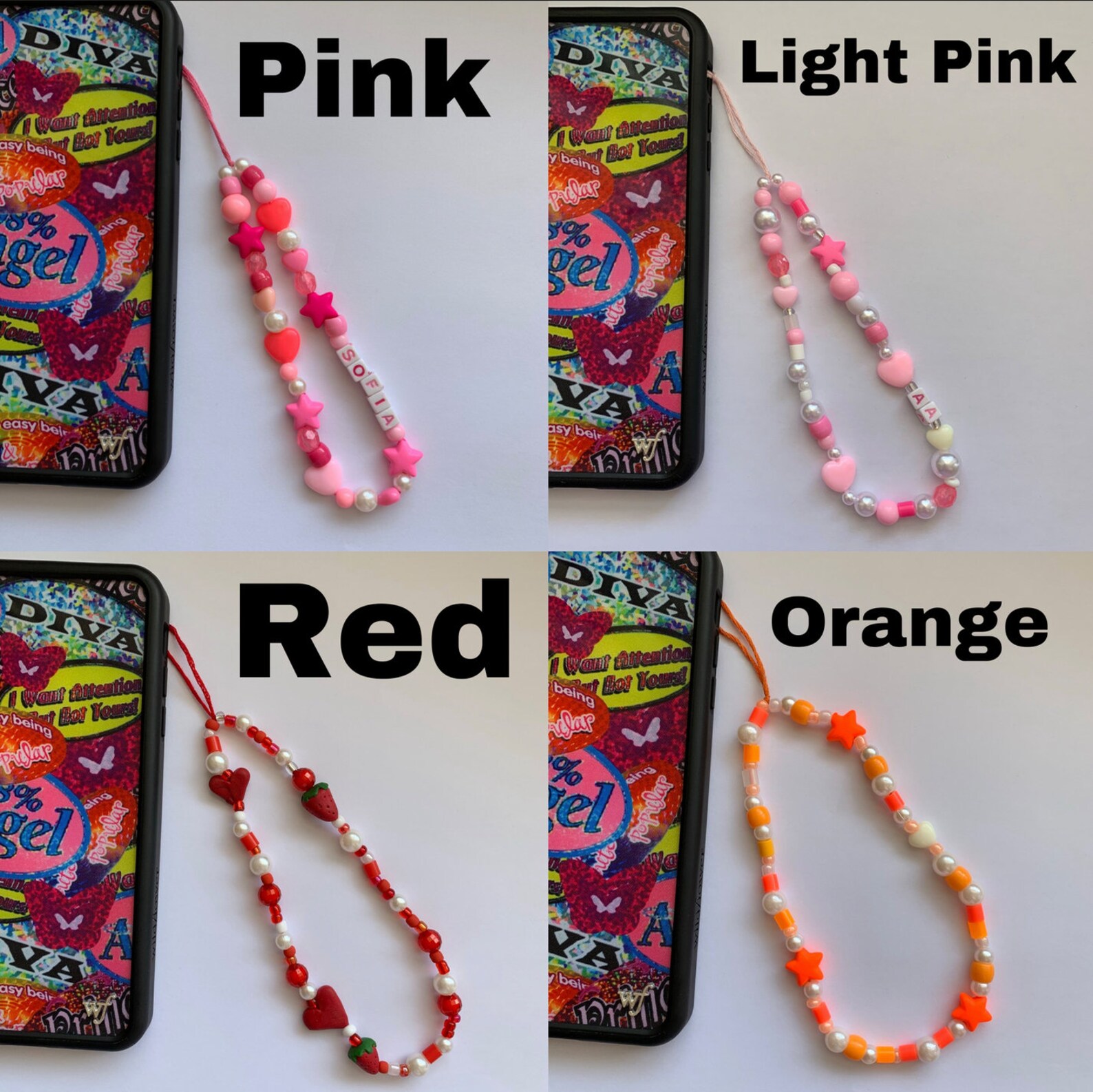 Bead Phone Charm Phone Strap Iphone Y2k Accessory Phone Etsy