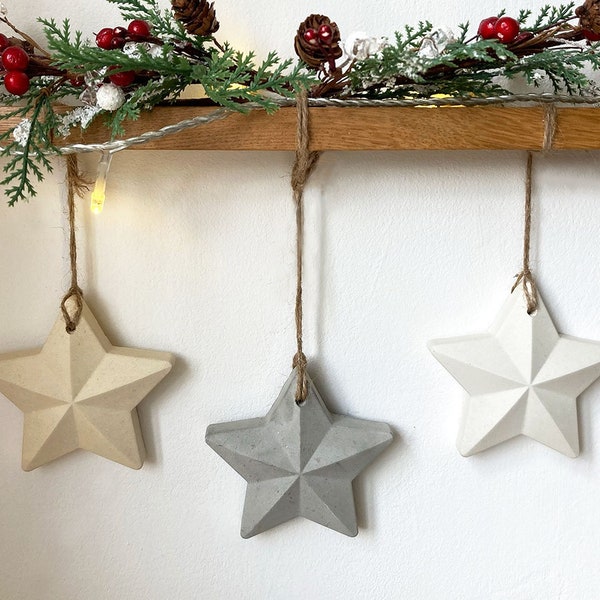 Concrete Hanging Star Christmas Decoration, Christmas Hanging Star Ornament, Christmas Home Decor, Christmas Tree Hanging Decoration