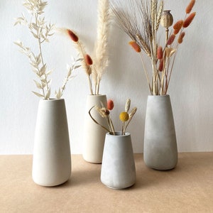 Minimalist Concrete Vase, Handmade Modern Concrete Simple Dried Flower Vase, Grey White or Cream Bud Vase, Stem Vase, Tall or Short Vase