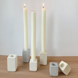 Concrete Candlestick Dinner Candle Holder,  Minimalist Taper Pilar Candle Holder,  Rectangular Cube Candlestick Holder, Twist Candle holder