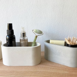 Concrete Bathroom Organiser, Oval Concrete Tray, Bathroom Accessories, Concrete Storage Caddy Shelf, Toothbrush Holder, Make Up Organiser