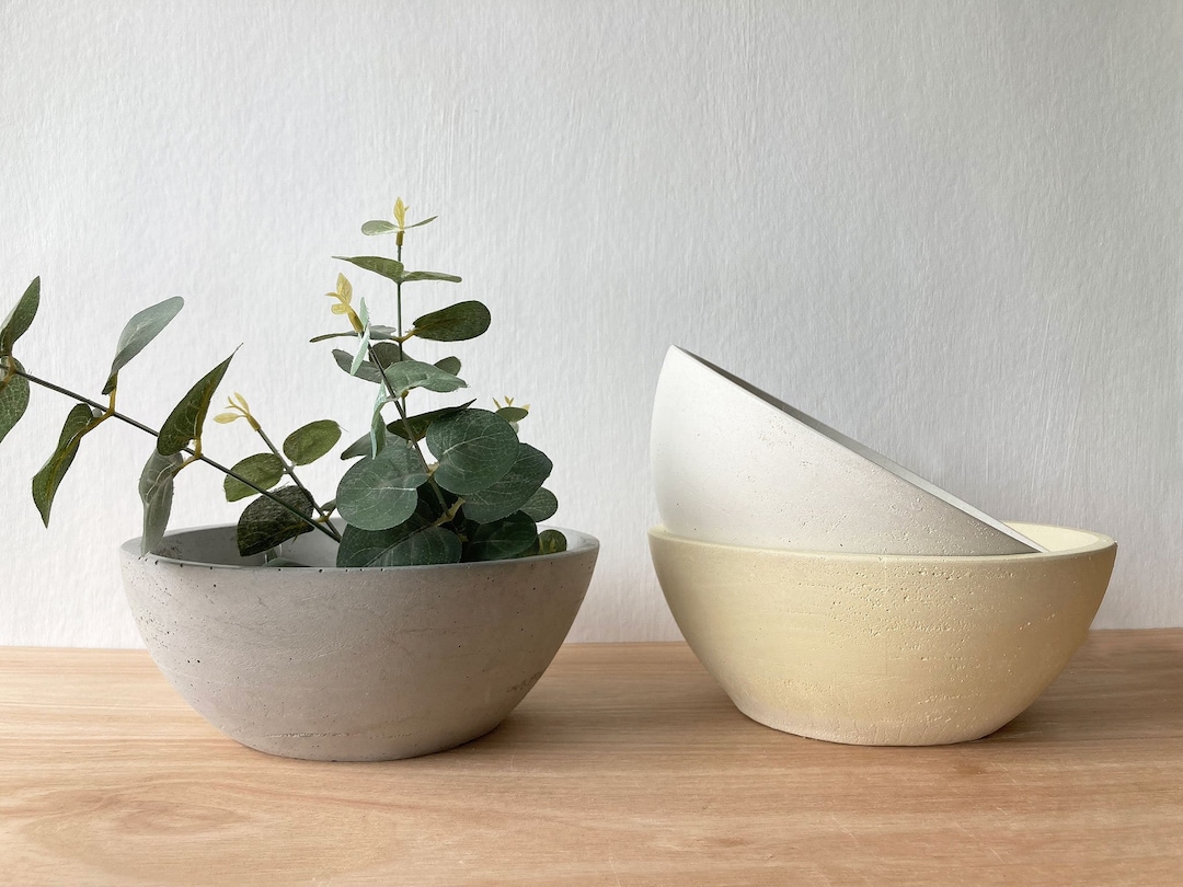 Large Concrete Bowl Planter, Concrete Bowl Cream, White or Grey Bowl