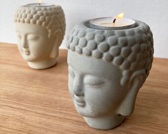 Handmade Concrete Buddha Tealight Holder: Zen Decor