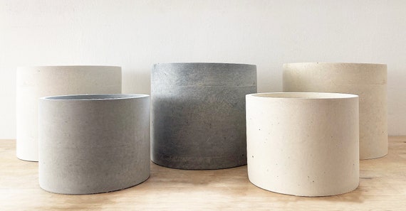 Large Round Concrete Planter, Large Grey, White or Cream Concrete Plant Pot,  Indoor Concrete Planter, Outdoor Garden Concrete Plant Pot - Etsy