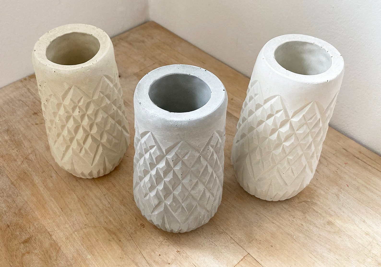 Modern Concrete Vase Tall Geometric Concrete Vase Handmade Etsy UK