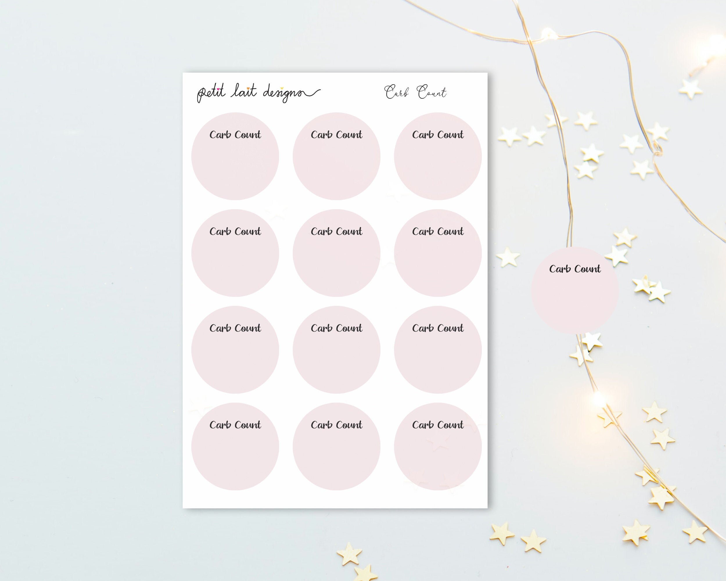 Carb Tracker Sticker Carb Count Sticker Enter your own carb Etsy