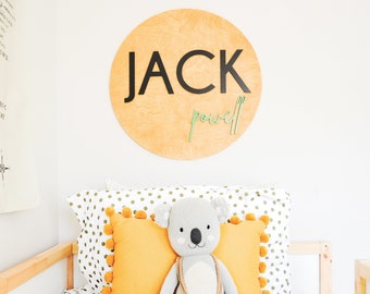 Personalized Wooden Kids Round Sign - Custom Nursery Decor - Cute and Whimsical Name Plaque Sign Kid's Room Baby Girl Boy Boho Nursery Sign