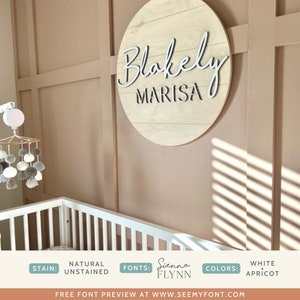 Shiplap Round Nursery Name Sign, Farmhouse Nursery Decor for Baby Girl or Baby Boy, Circle Name Sign Above Crib Sign, Girls Room Boys Room image 3