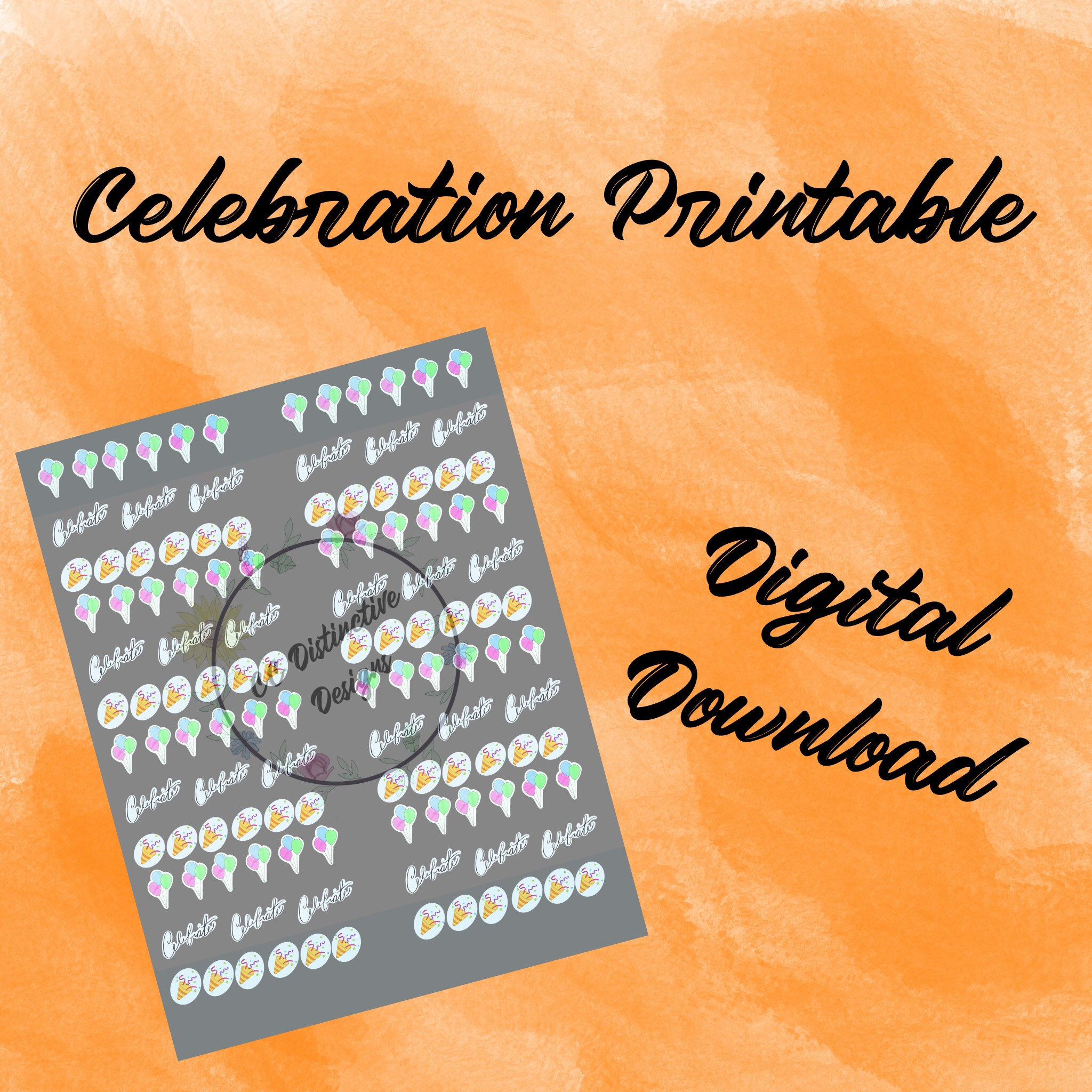 Celebration Sticker Printable *digital Download* - Etsy