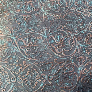 Embossed leather, Lagoon Cowboy floral metallic,  leather cuts, leather sheets, leather crafting, earring leather, purse or shoe leather
