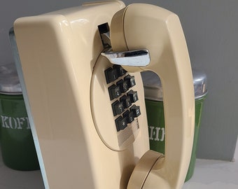 1970's Touch Tone Wall Telephone, Beige/ Cream Northern Electric Wall Mount Phone, Push Button Retro Classic! Tested & Works Great, CALL ME