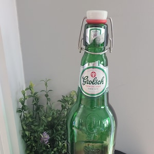 Massive GROLSCH BIER Flasche 14-1 / 2 &quot;Vintage Grolsch Premium Lager Flasche FUN Bar Decor, 1,5 L Riesen Bierflasche Grün Porzellan Bügelverschluss