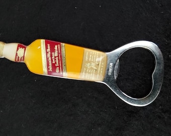 Vintage Johnnie Walker Enameled Bottle Opener, Collectible Retro Johnnie Walker Red Label Whisky Bottle Shaped 1960's Advertising Barware