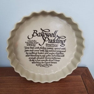 PEARSONS of Chesterfield Vintage Bakewell Pudding Flan Dish Glazed Stoneware Round Baking Tourtière Quiche Tarte Dish PUDDING RECIPE