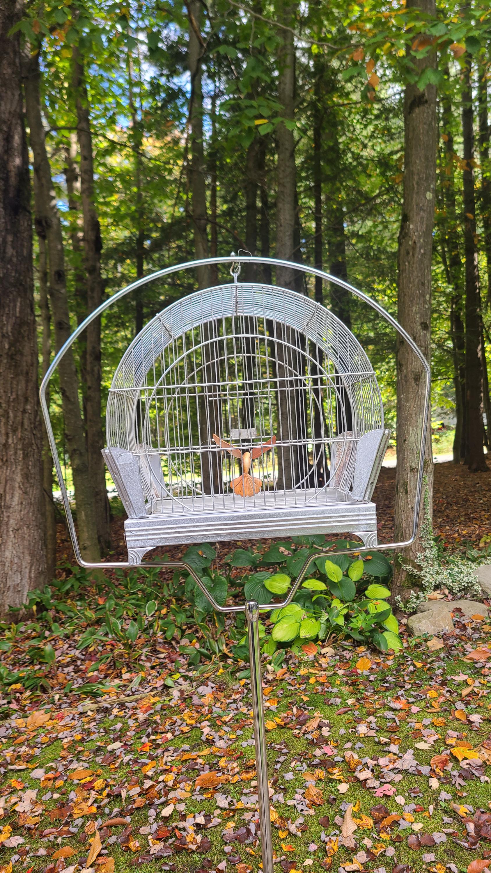 Vintage 1930's SONGSTER Metal Bird Cage & Stand Made in England