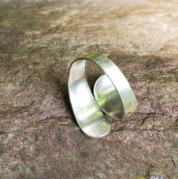 Sterling Silver Hammered Split Band  Ring, Wrap A… - image 9