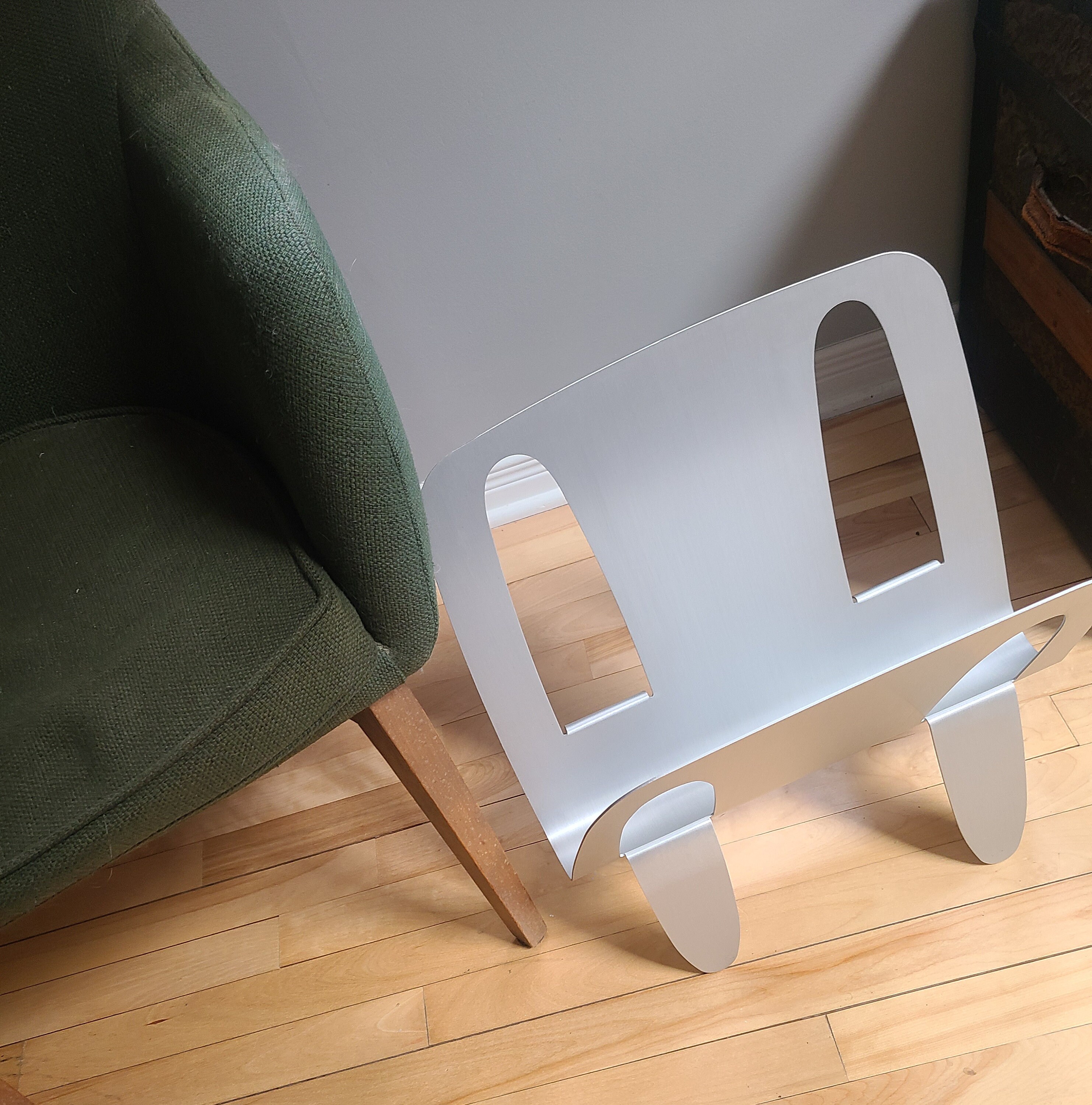 Umbra Magazine Holder, Sleek Minimalist Modernist Aluminum Umbra Magazine Holder, Sleek Minimalist Modernist Aluminum
