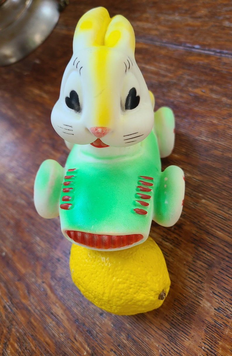 Bunny Rabbit Racer Vintage Racing Bunny Rabbit in Sports Car W/working Squeaker, 1950's ...