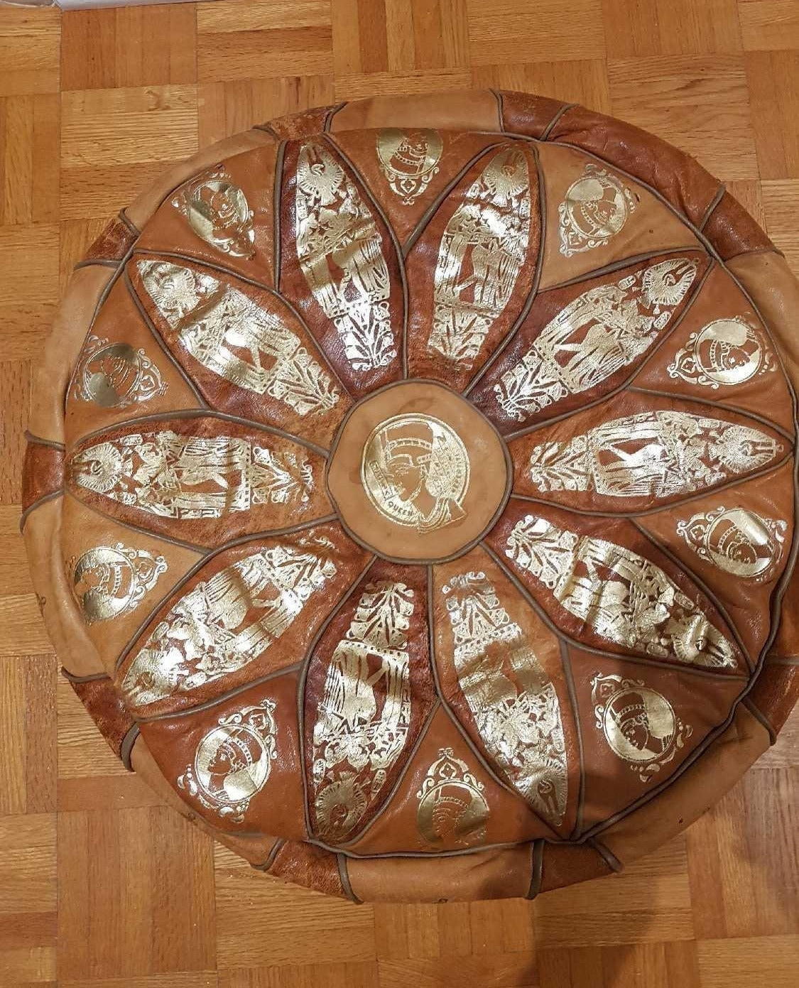 Egyptian leather pouffes deals