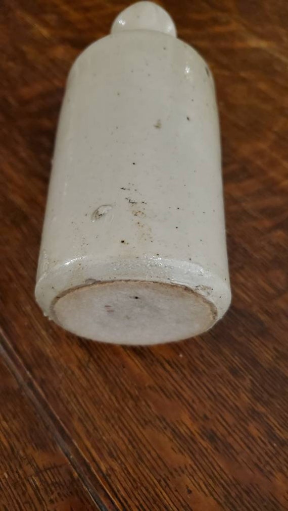 VICTORIAN ANTIQUE Rare Gray E Portobello Ceramic Ink Bottle