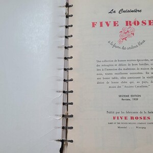 1959 La Cuisinière FIVE ROSES Cookbook in FRENCH, Softcover Illustrated ...