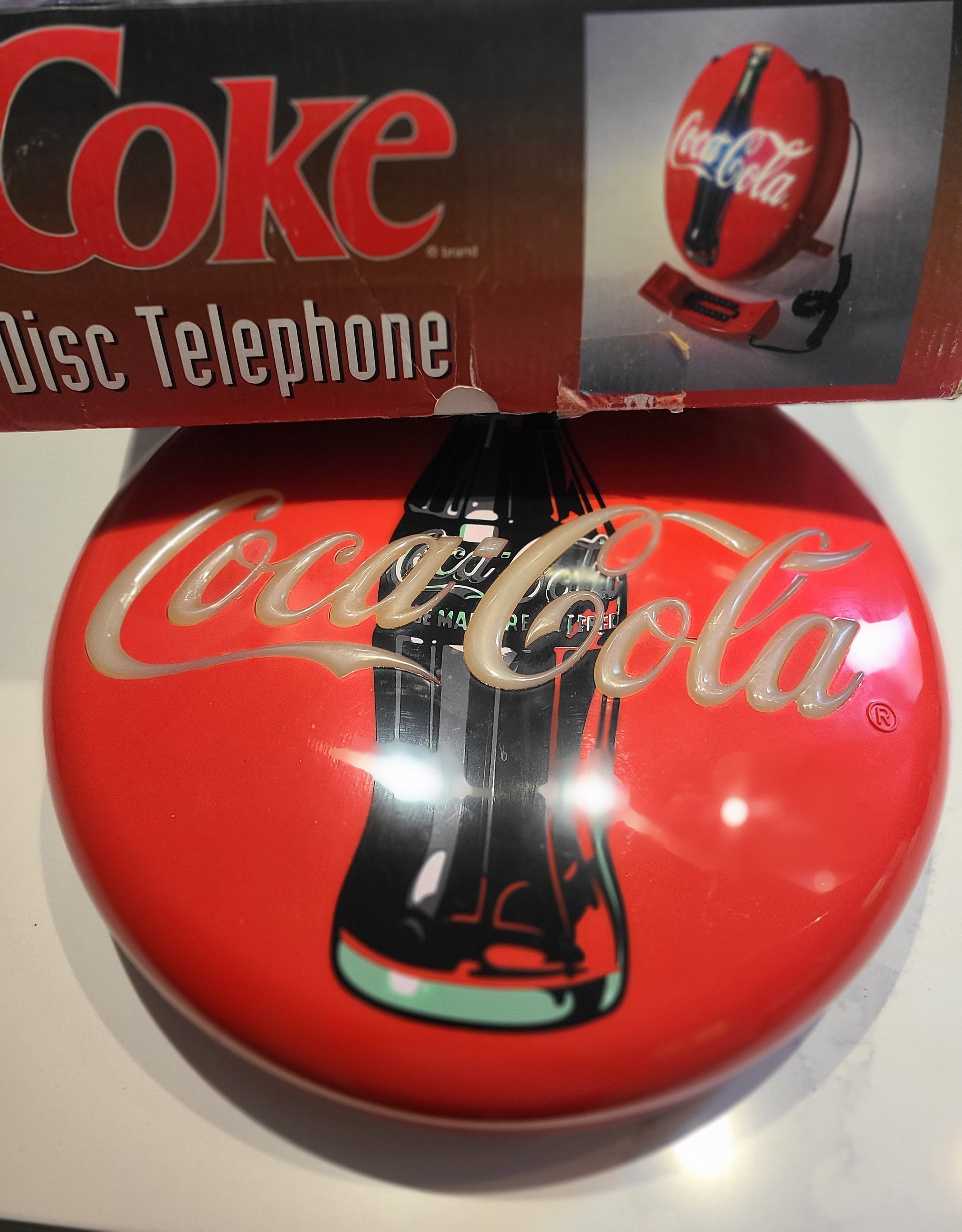 Vintage Coca-cola Light up Disc Telephone W/original Box Vintage Coca-cola Light up Disc Telephone W/original Box