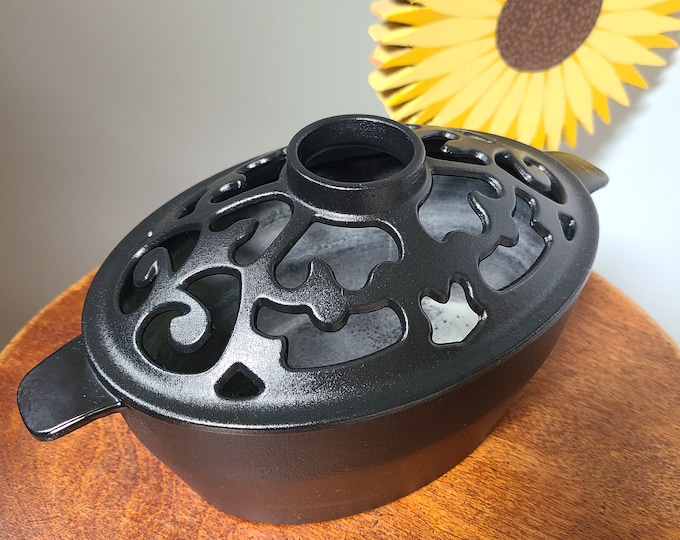 John Wright Cast Iron Steamer, Hearth Humidifier Wood Stove Oval Steamer Humidifier Pot, Matte