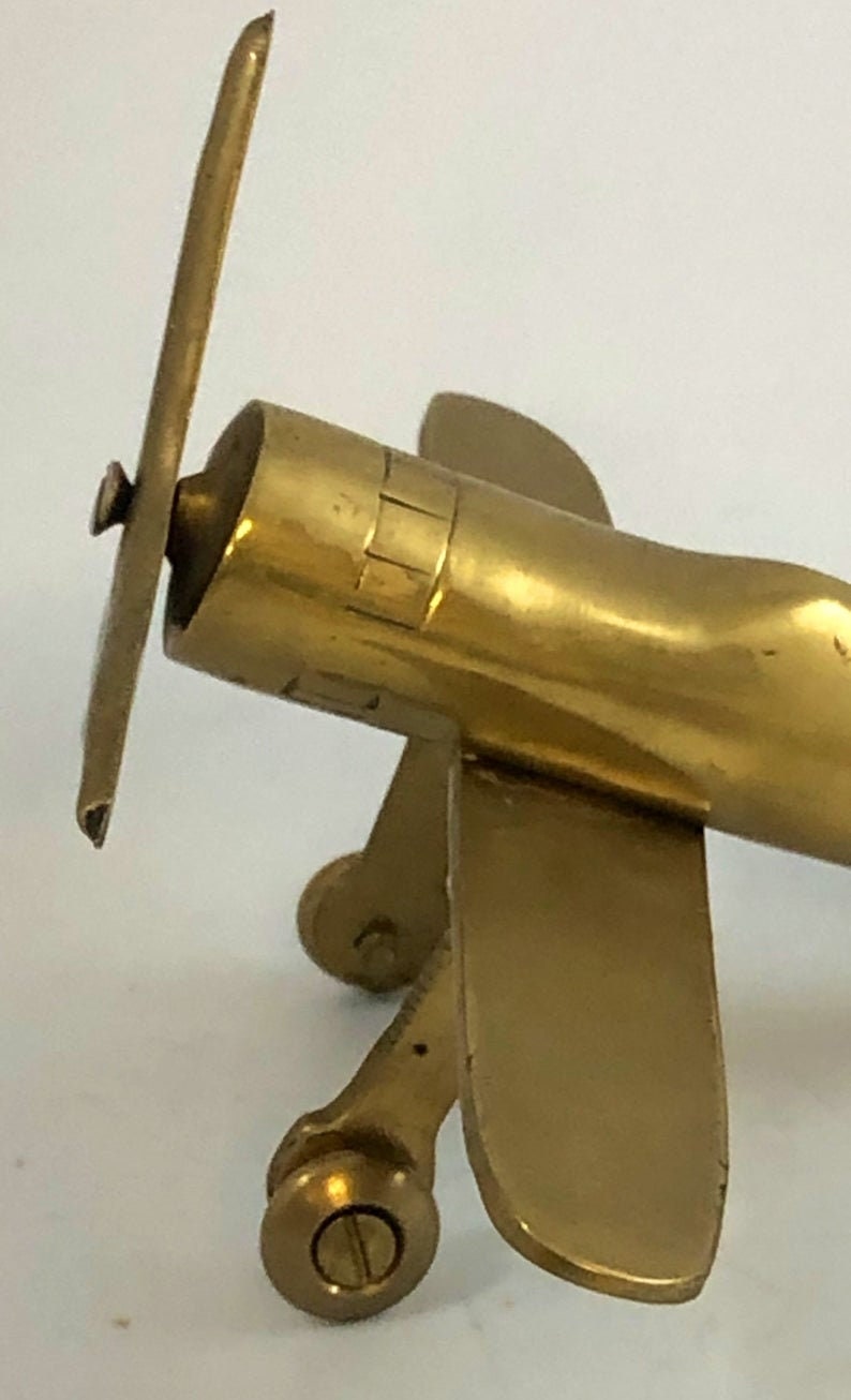 Vintage WW2 Solid Brass SPITFIRE Airplane Model Propeller Aircraft  