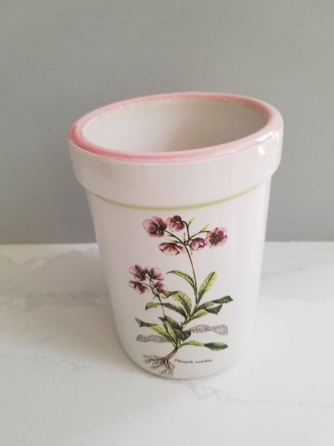 HIMARK, Italian Ceramic FLOWER VASE With Botanical Pattern HIMARK, Italian Ceramic FLOWER VASE With Botanical Pattern