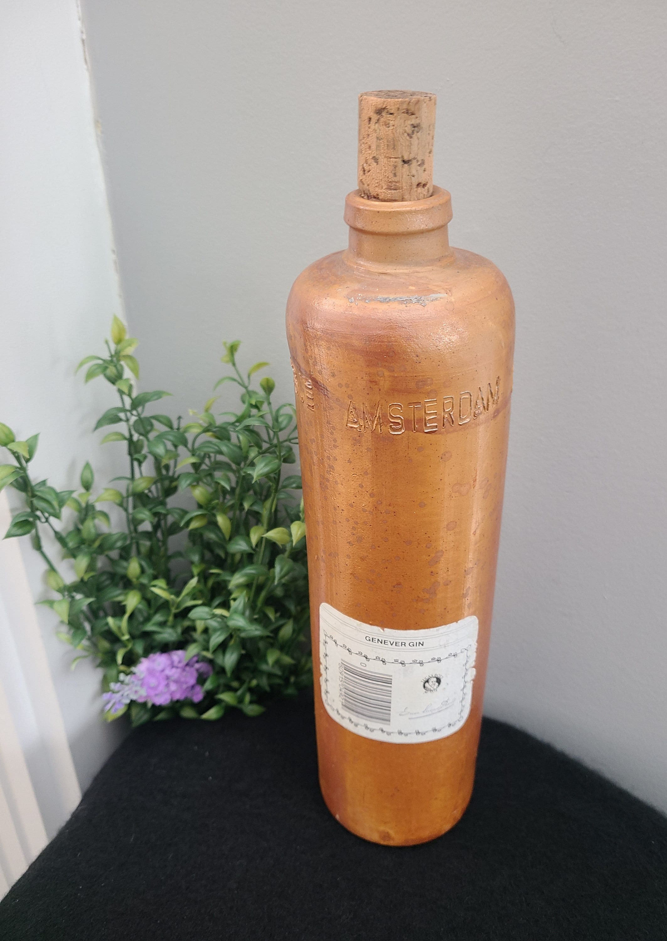 Vintage ERVEN LUCAS BOLS Amsterdam, Clay Dutch Pottery Gin Bottle
