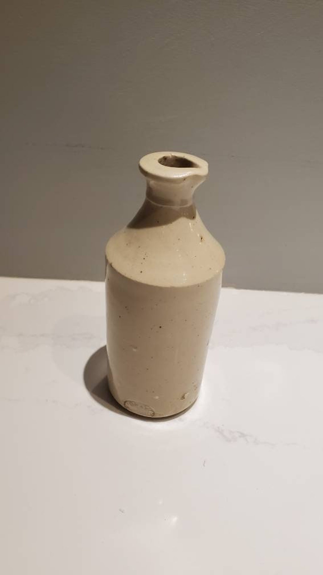 VICTORIAN ANTIQUE Rare Gray E Portobello Ceramic Ink Bottle