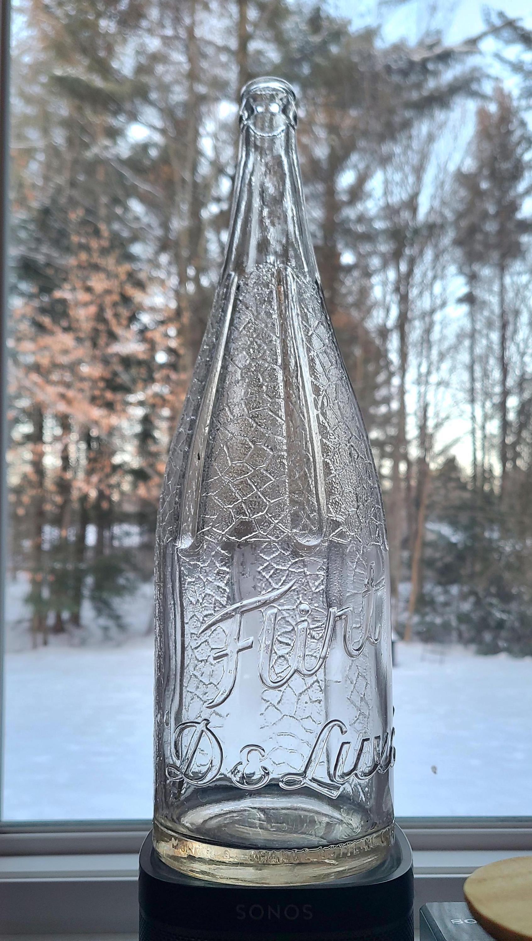 Embossed Soda Pop Bottle, Flirt De Luxe, Art Deco Clear Glass Soda Bottle, Canadian Collectable, Large 48 oz Pop Advertising, 1930's Decor