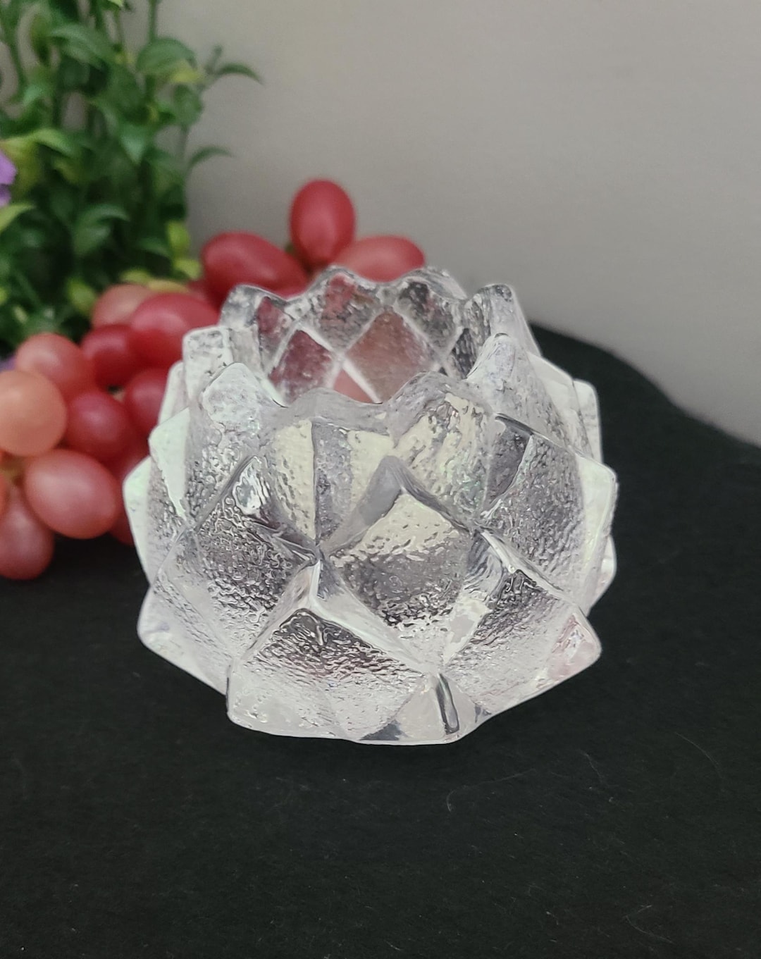 Vintage Orrefors Crystal Artichoke Nimbus Glass Tea Light Candle