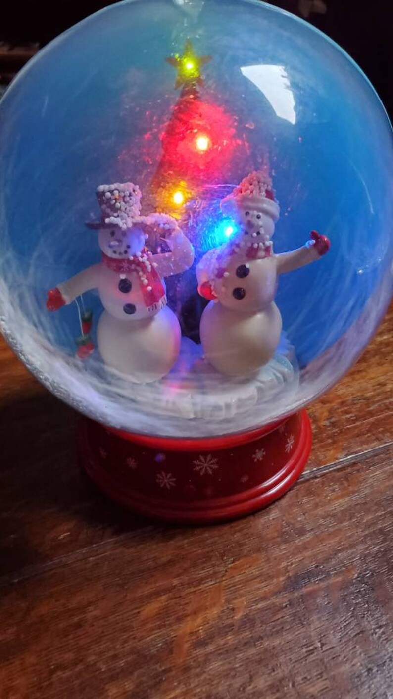 Gemmy Snow Globe Snowman & Christmas Tree Collectible Etsy