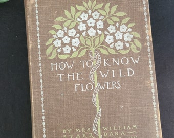 Antique 1895 How to Know Wildflowers Guide To  Names, Haunts, & Habits of Common Wild Flowers By William Starr Dana Hardcover Reference Book