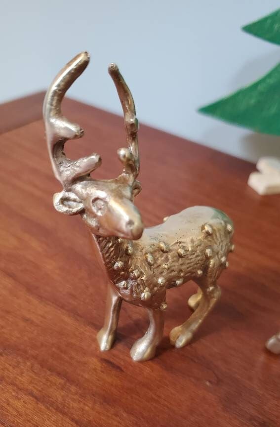 Vintage Brass Stag and Doe Deer Figurines CLASSY Midcentury Etsy