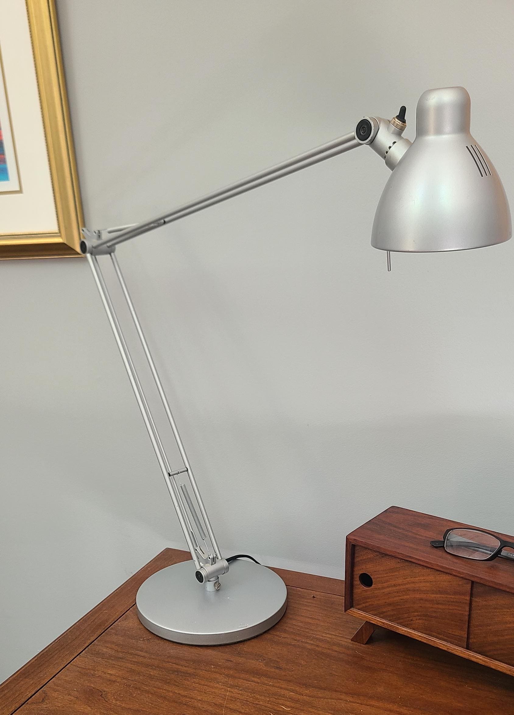 Vintage IKEA Antifoni Desk Lamp, Matte Silver W/adjustable Arm