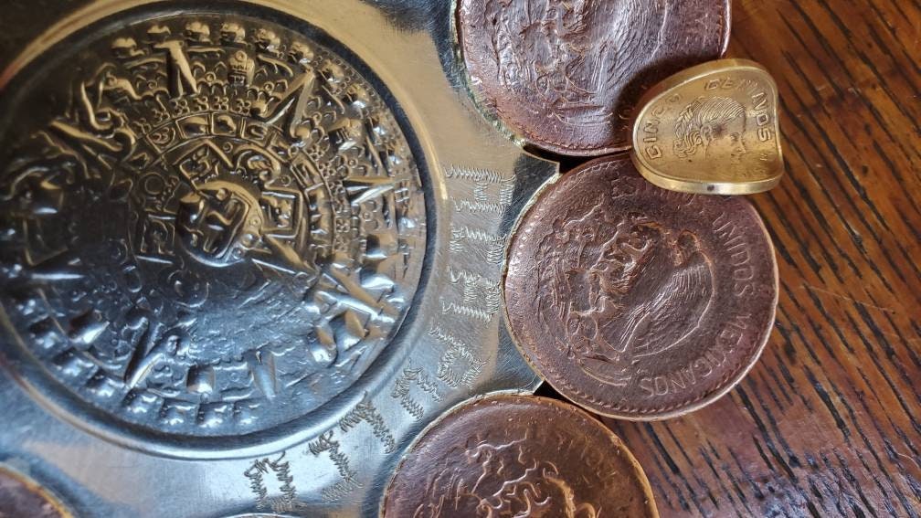 ヴィンテージ メタル メキシカン コイン 灰皿 ハンドメイド 1940 年代