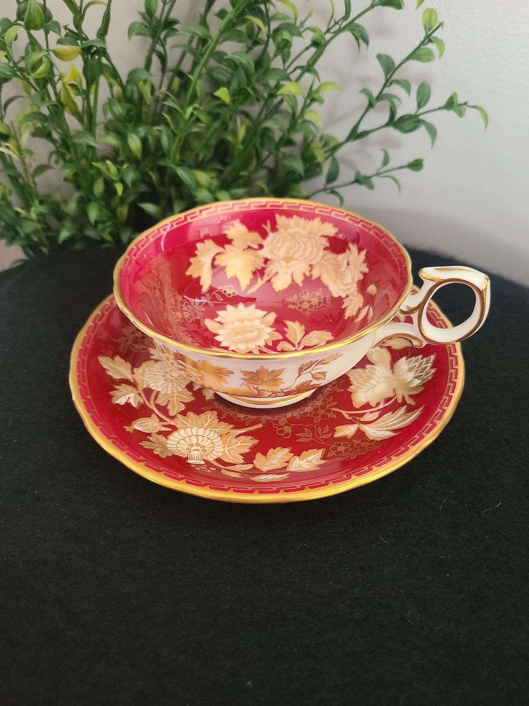 Wedgwood Tonquin Ruby Tea Cup and Saucer, Bone China Elegance, Made in ...