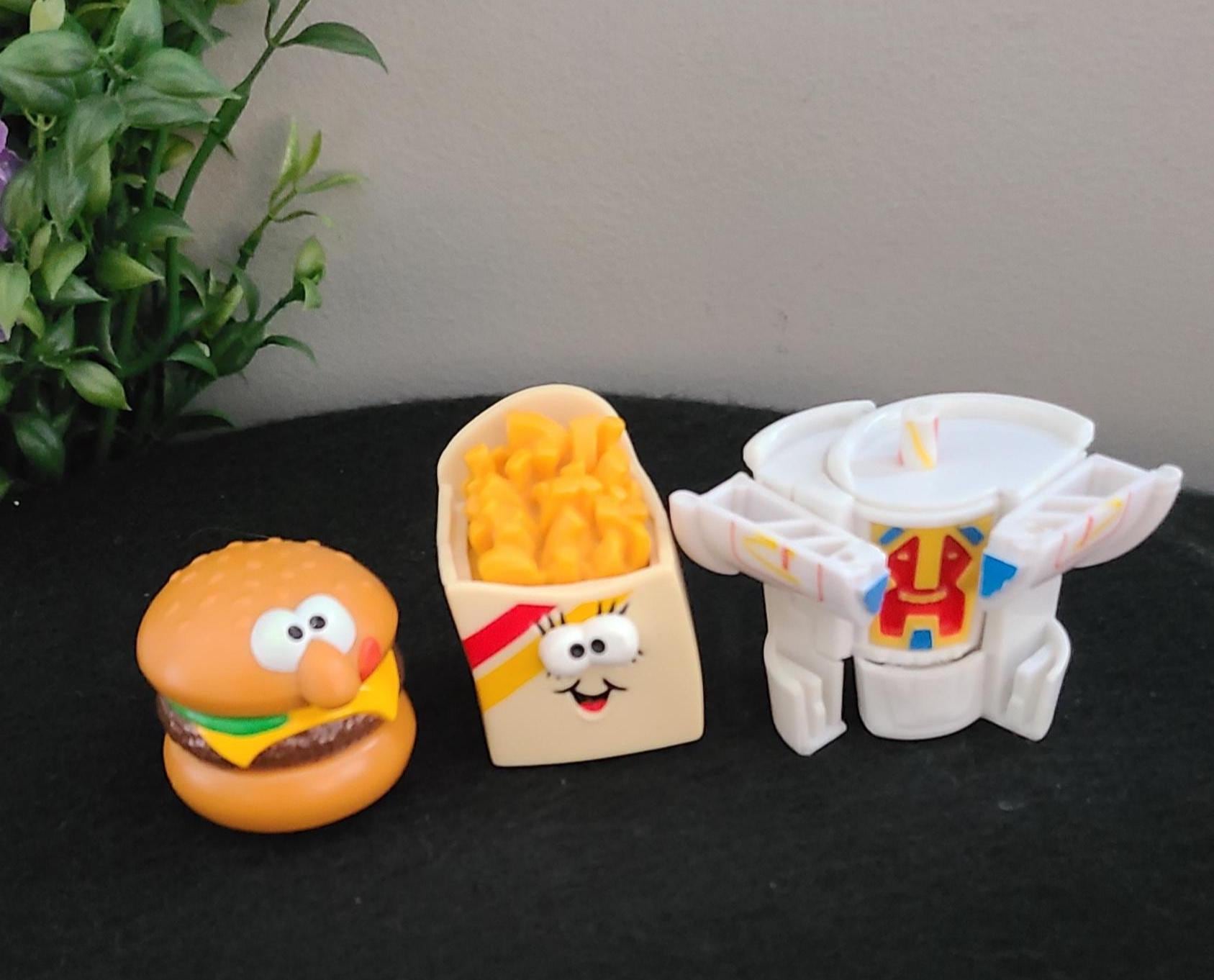 1989年 バーガーキング ミールトイ ハンバーガー ポテト 7種 セット 1980年代のヴィンテージおもちゃトリオ、マクドナルドのハッピーセット