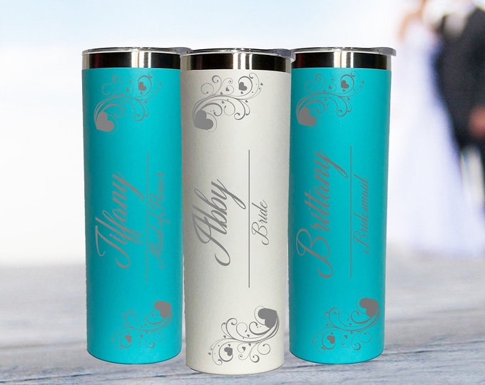 Personalized Bridesmaids Tumblers, Bridesmaid Gifts for Bridesmaids, Maid of Honor Tumbler, Bachelorette Party Tumbler, Personalized