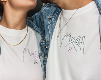 Personalized Pinky Promise Partner Embroidered Oversized T-Shirt | Birthday Gift | Gift for Partner