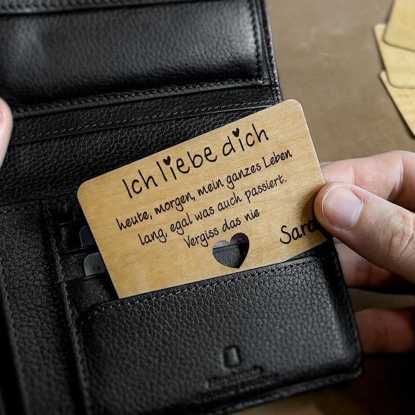 Maple wood business cards | Partner gift | Valentine's Day | Gift for men | Wallet card | Small gift for boyfriend