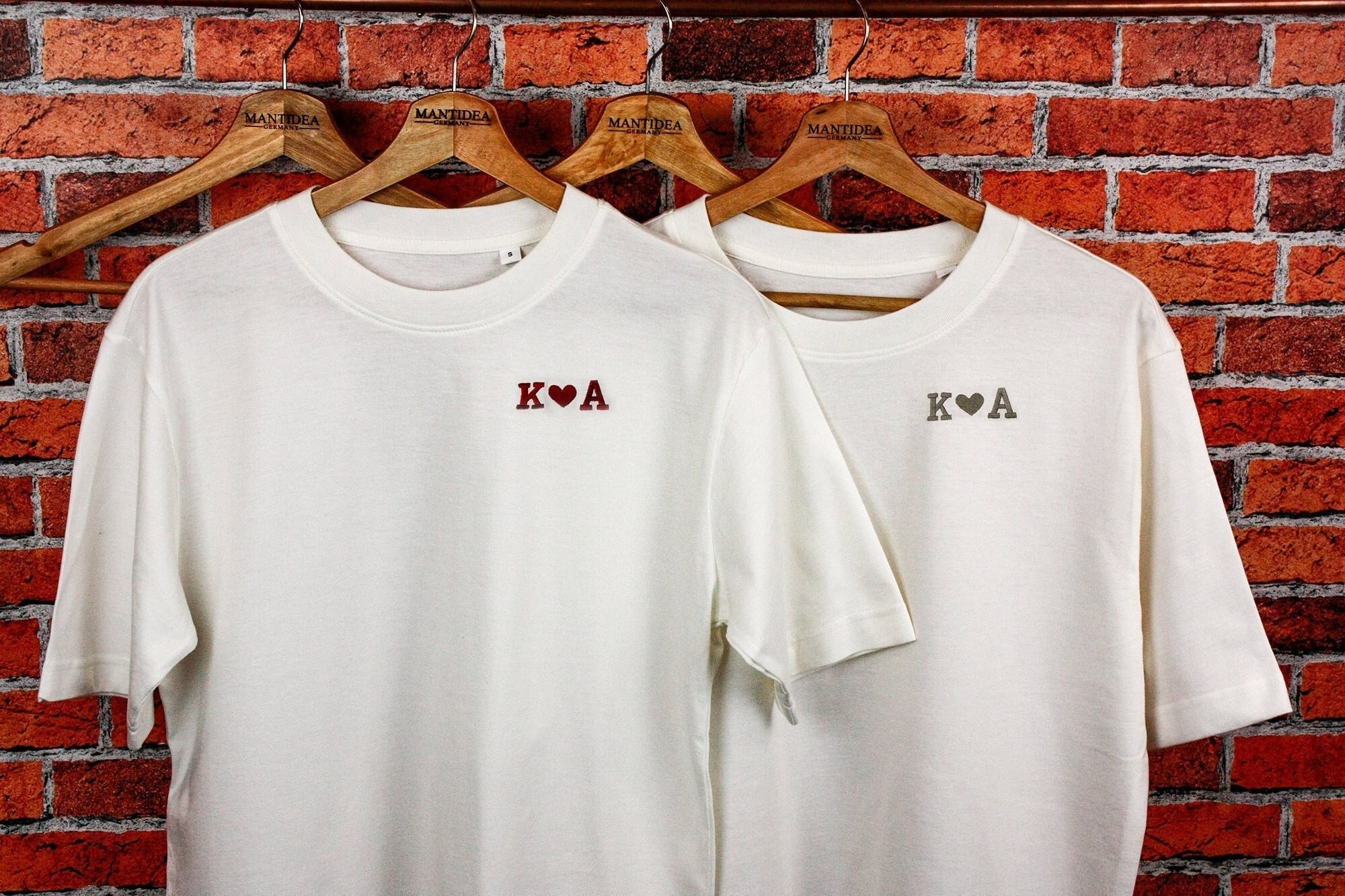 Embroidered Partner T-shirts With Initial Letters and Heart