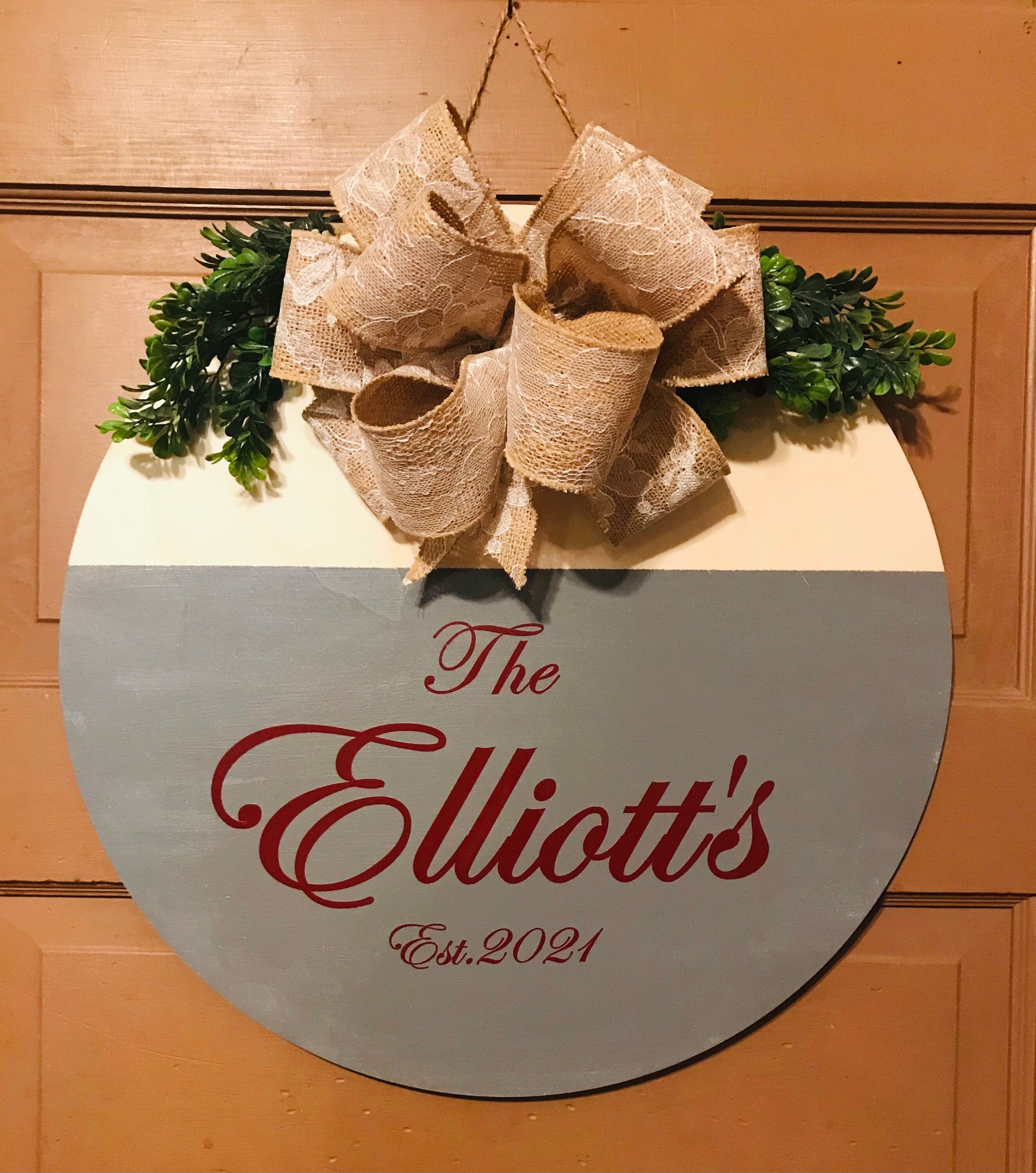 Round Name door hanger Etsy